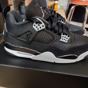 Mens Jordan Retro 4 Black Canvas